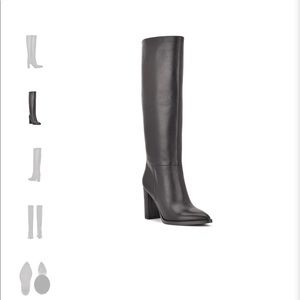 NWT Nine West Tall Leather Boots in Black